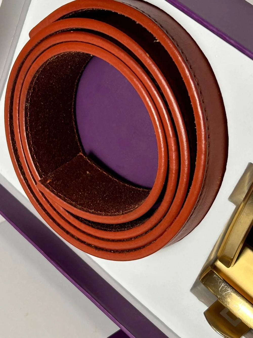 ANSON Men’s Brown Leather Belt with Gold Buckle